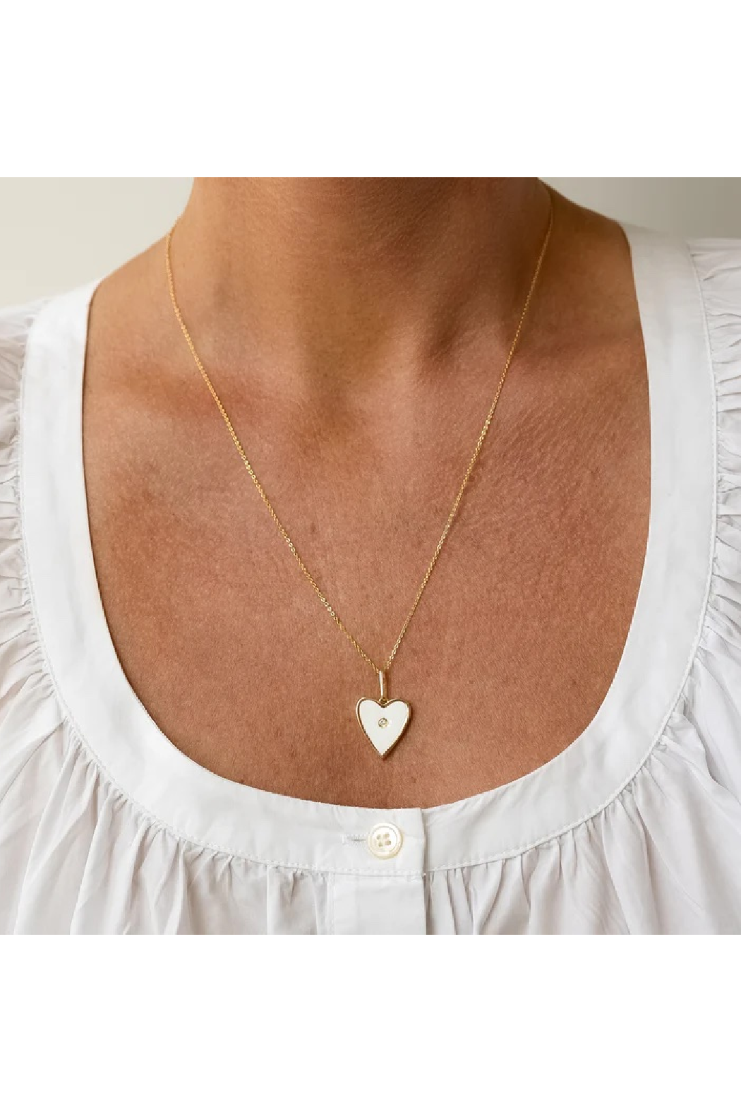 Amaya Heart White Enamel Necklace