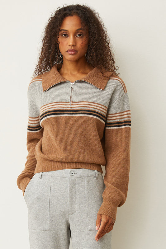 Stripe Half Zip Sweater